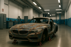 BMW azul Destartalado BMW azul Destartalado